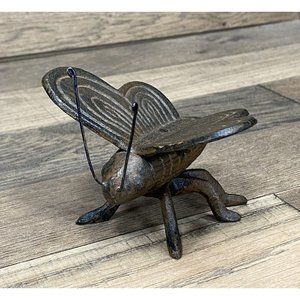 Vintage Cast Iron Butterfly Figurine Garden Art Paperweight Plant Pot Decoration